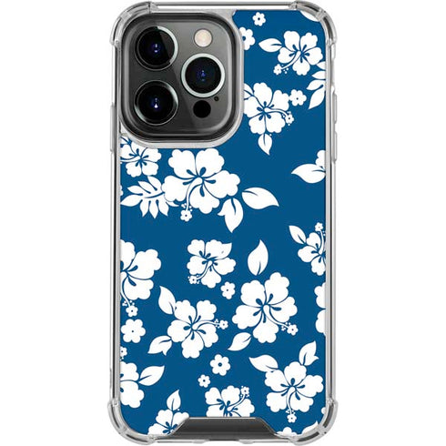 Blue and White iPhone 15 Pro Clear Case